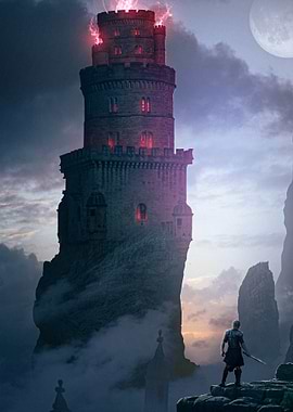 Fantasy Tower with Warrior