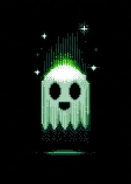 Pixel Art Ghost with Glowing Aura