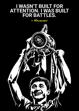 Footballer holding trophy with quote