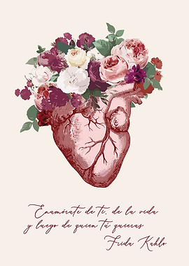 Anatomical Heart with Flowers