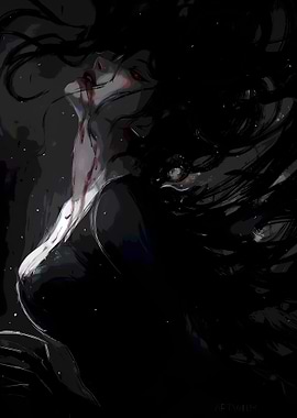 Vampire with Blood and Red Eyes