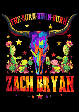 Zach Bryan 'The Burn Burn Burn' Bull Skull Art