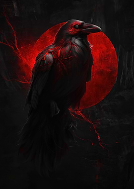 Dark Raven with Red Accents