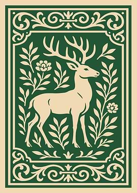 Deer with Floral Border