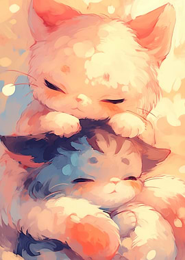Two Adorable Kittens Cuddling