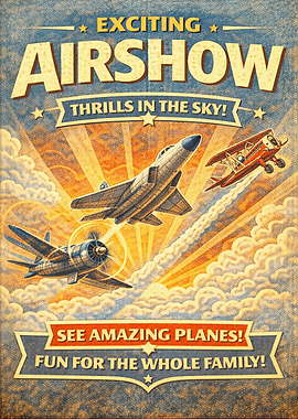 Exciting Airshow Vintage Poster