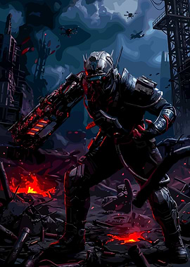 Cyberpunk Soldier with Energy Weapon