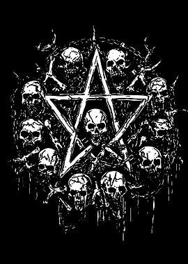 Pentagram with Skulls