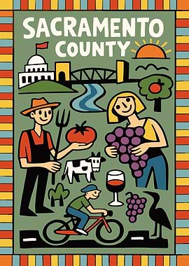 Sacramento County California Travel Poster