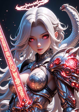 Anime Warrior with Glowing Sword