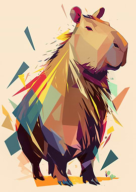 Geometric Capybara Portrait