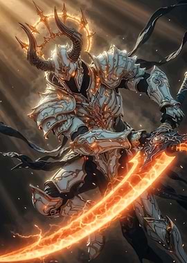 Fiery Knight with Horns and Halo
