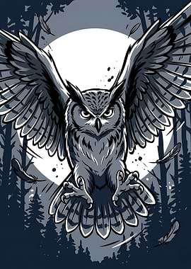 Majestic Flying Owl Bold Vector Illustration