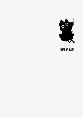 Black Cat Hanging and Asking for Help