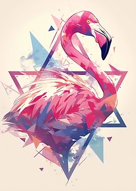 Geometric Flamingo Art