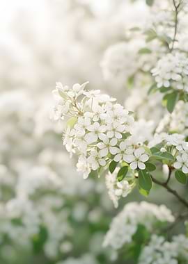 Delicate White Cherry Blossoms in Soft Sunlight