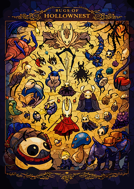 Bugs of Hallownest Stained Glass