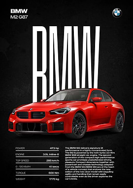 BMW M2 G87 Red Sports Car