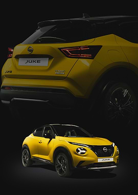 Yellow Nissan Juke Hybrid