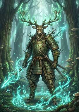 Fantasy Deer Samurai Warrior