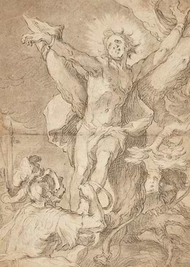 Drawing of a Triumphant Figure