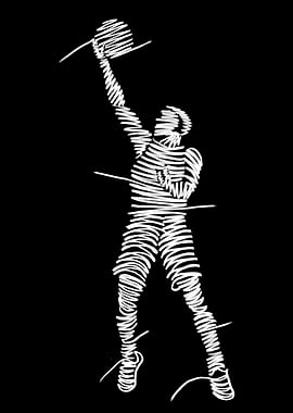 Line Art Figure Playing Basketball