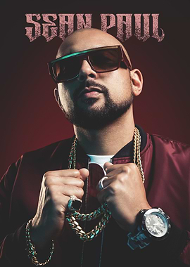 Sean Paul Portrait with Gold Chains