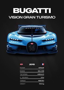 Bugatti Vision Gran Turismo Car Poster