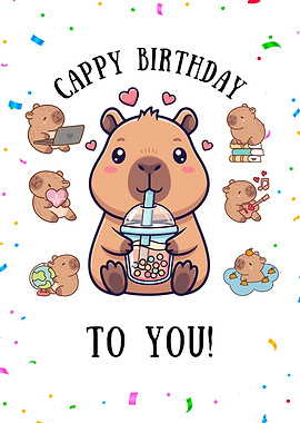 Cute Capybara Birthday Poster