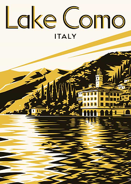 Lake Como Italy Vintage Travel Poster