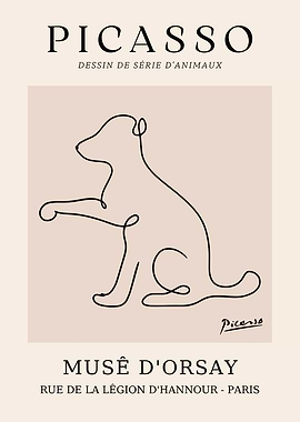 Picasso Dog Line Art Poster