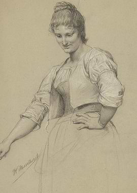 Pencil Sketch of a Woman with Hair Up