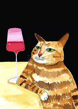 Cat with Wine