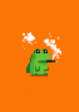 Pixelated Frog Smoking