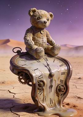 Melting Clock Teddy Bear Desert