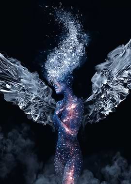 Cosmic Angel with Shattered Wings