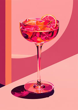 Pink Cocktail with Orange Slice