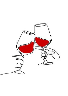 Two hands toasting with red wine