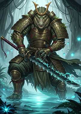 Alligator Samurai Warrior