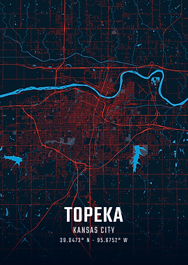 Topeka City Map Art