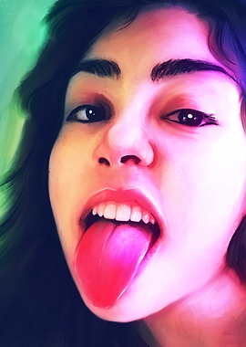 Woman sticking out tongue