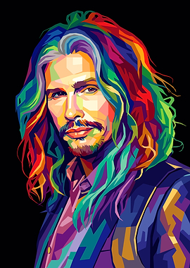 Colorful Pop Art Portrait of a Steven Tyler