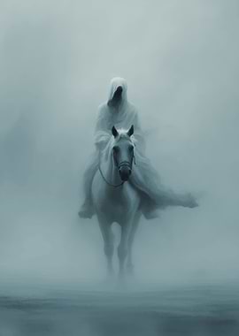 Mysterious Rider in Fog