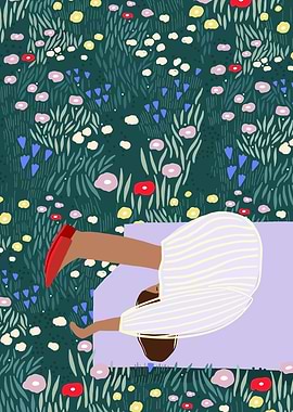 Woman in floral field