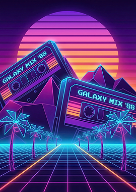 Retro 80s Cassette Tape Galaxy Mix