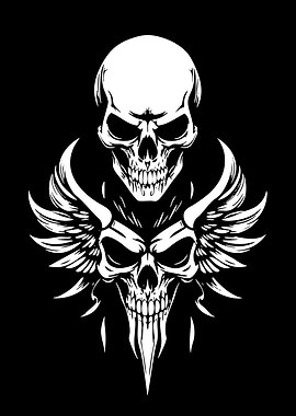 Two Skulls with Wings
