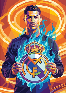 Cristiano Ronaldo with Real Madrid Crest