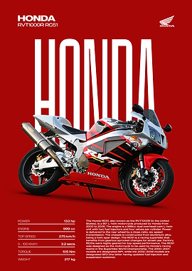 Honda RVT1000R RC51 Motorcycle Poster