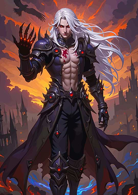 Dark Fantasy Warrior with Fiery Aura