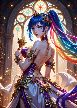 Anime Princess in Ornate Gown